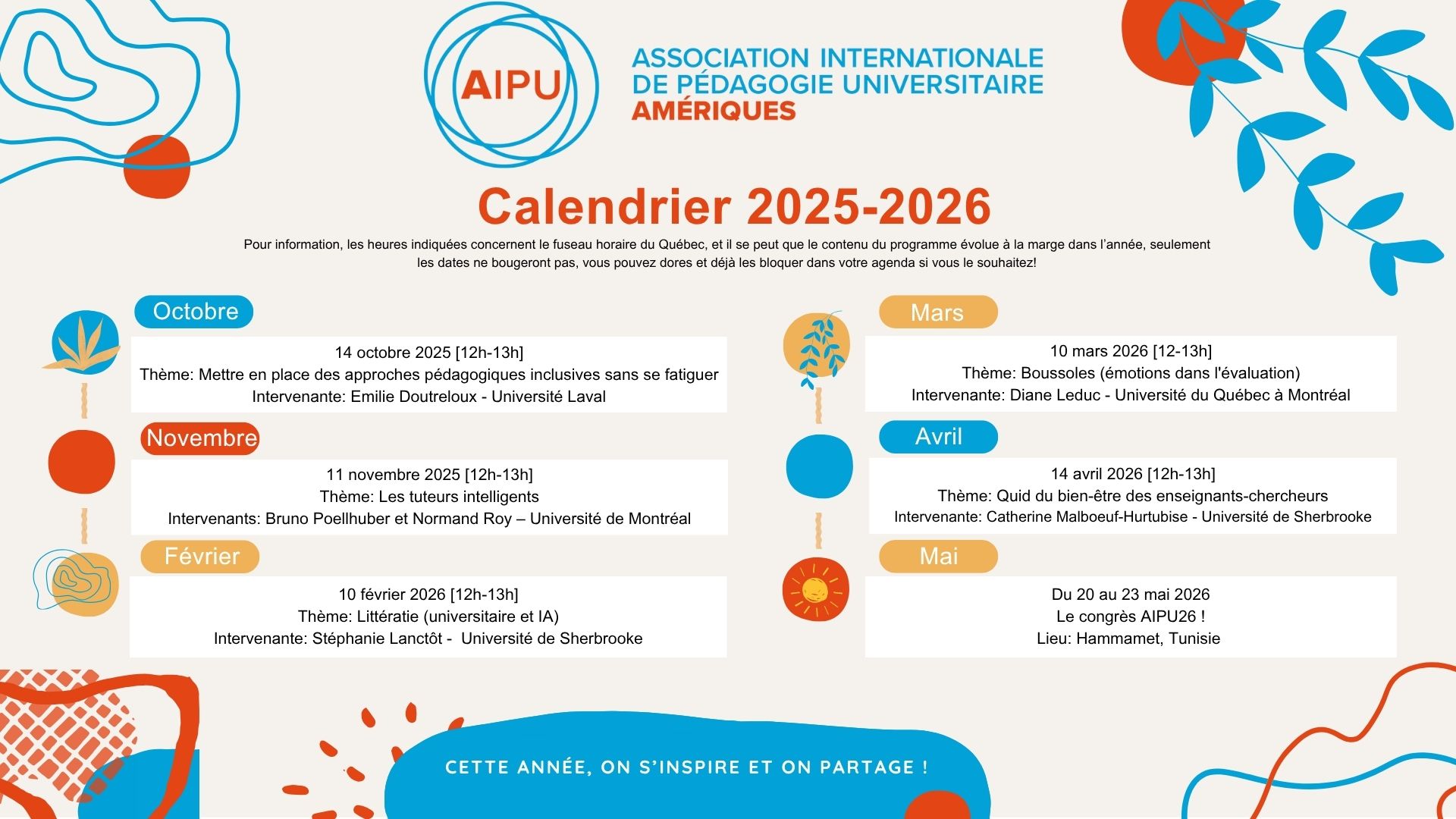 calendrier des midi-conférences