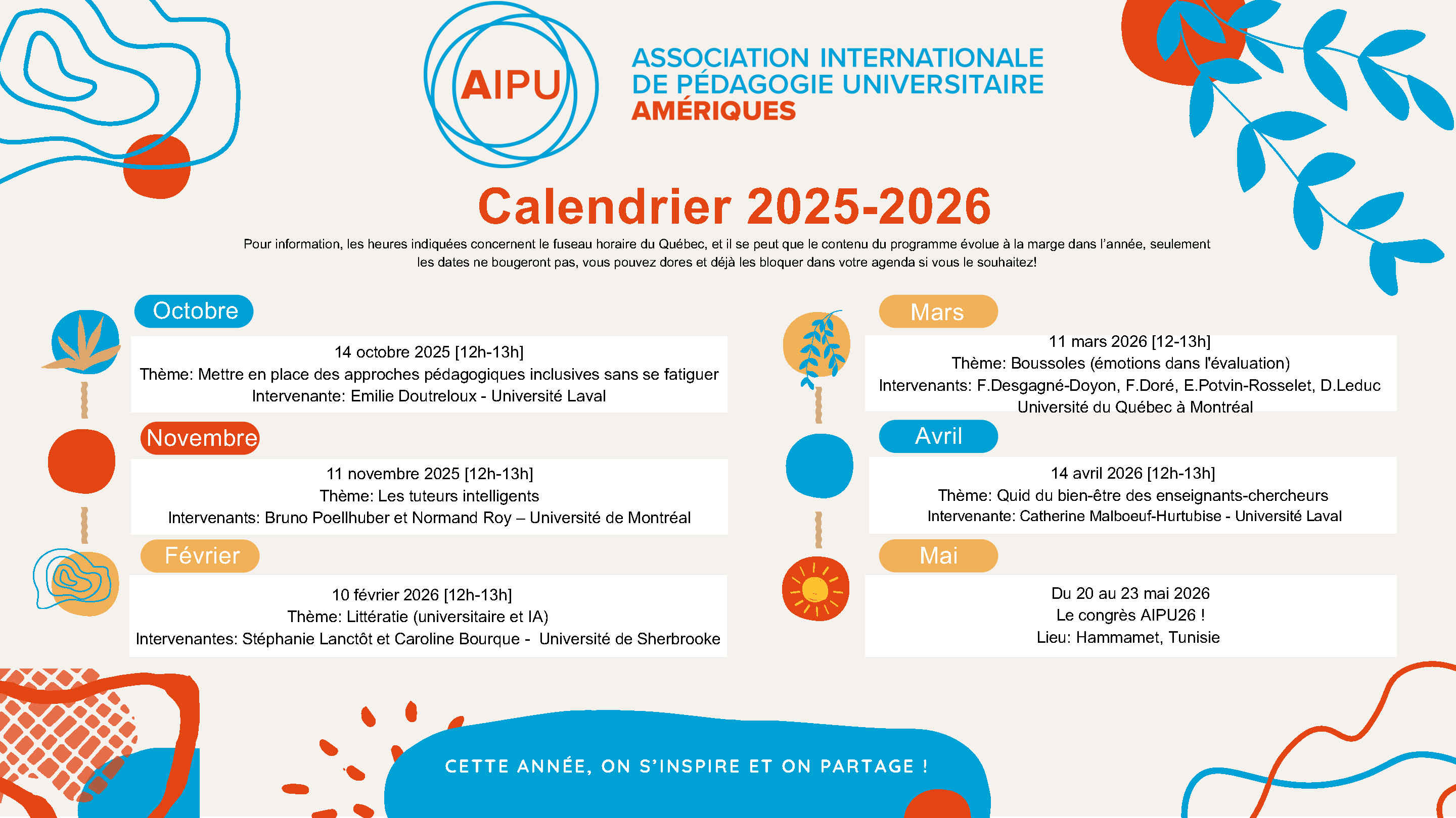 calendrier des midi-conférences